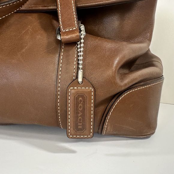 Vintage Coach Leather Hampton Satchel Hobo Handbag Brown - Picture 5 of 12
